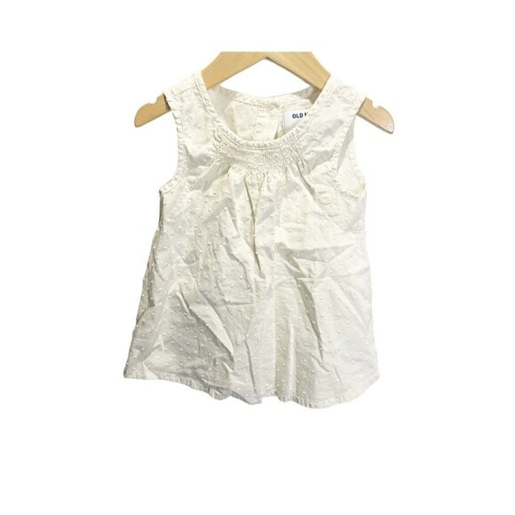 Old Navy Other - Old Navy Girls 4T Ivory Eyelet Sleeveless Blouse Button Back Summer Cotton